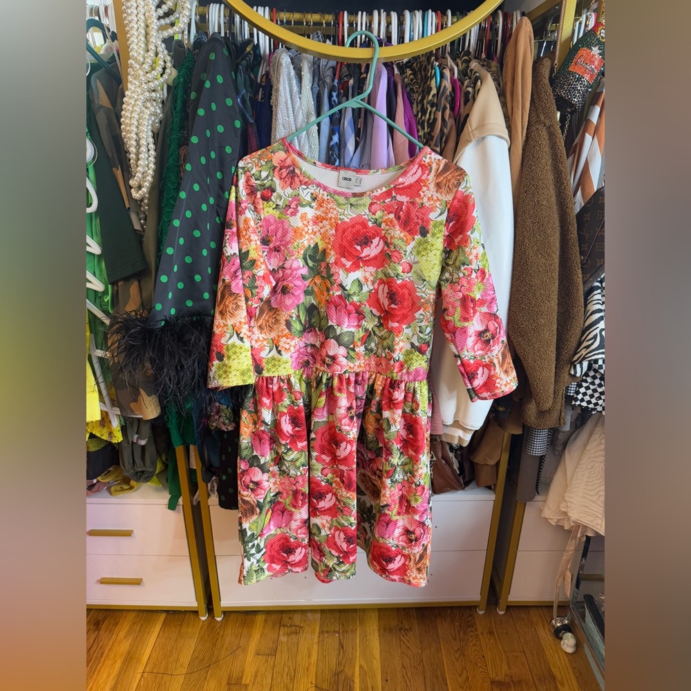 ASOS Floral Textured Fit and Flare Dress Size US 12 UK 16 NWOT